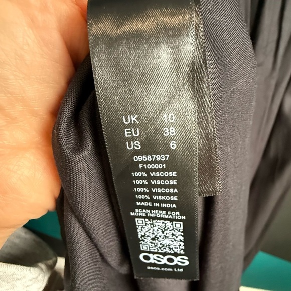 ASOS UO Azelia Button Midi Dress Black Buttoned Spaghetti Strap Sundress Size 6 - Picture 12 of 16